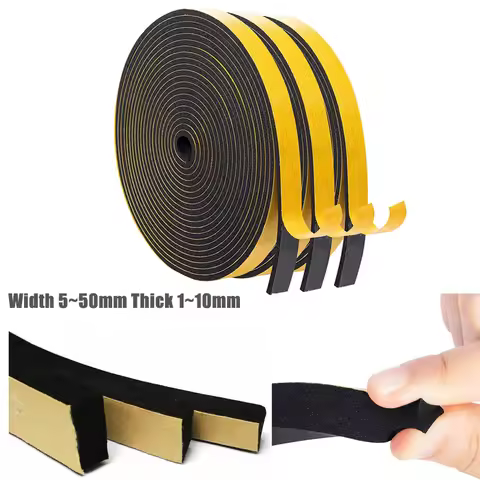 Rubber Self Adhesive Sponge Seal Strip Width 5~50mm Thick 1~10mm EVA Black Foam Anti-collision Seal 