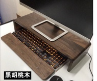 黑胡桃木電腦顯示器實木增高架電視機底座支架墊高桌面收納置物架 w6985