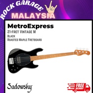Sadowsky MetroExpress 21-fret Vintage M Bass Guitar, Roasted Maple FB, Black