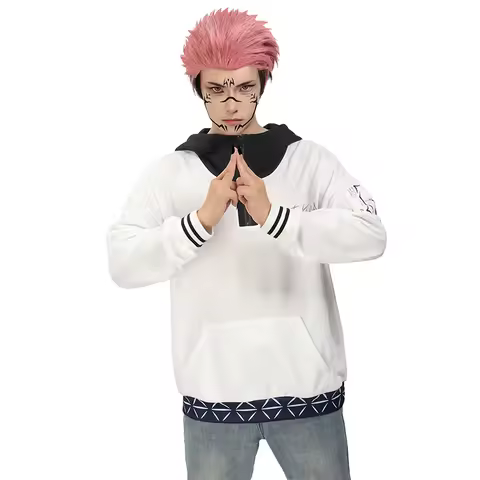 DAZCOS Ryomen Sukuna Pullover Men Hoodie Autumn Winter Warm Sweatshirt JJK Cosplay Costume Casual Lo