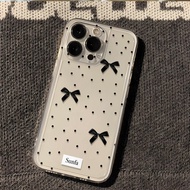 Black Polka Dot Bow Suitable for Apple 16Promax Phone Case ipone15pro Premium 14 Girls 13/1225.9.9