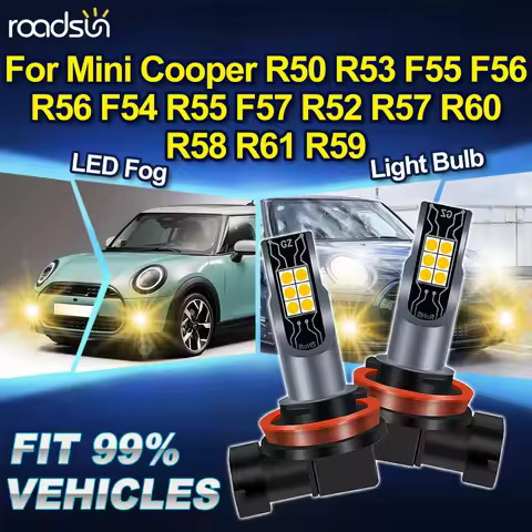 ROADSUN H8 H9 H11 For Mini Cooper R50 R53 F55 F56 R56 F54 R55 F57 R52 R57 R60 R58 R61 R59 2PCS 3000K