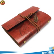Phantaci Retro Leaf Leather Binder Notebook A6 Paper - BSD666