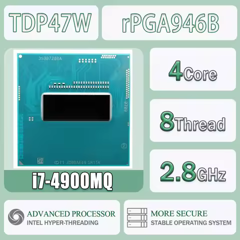 Intel Core I7-4900MQ SR15K 2.8 GHz 4Core 8Thread CPU 8M Cache Up To 3.80 GHz TDP47W I7 4900MQ FC-PGA