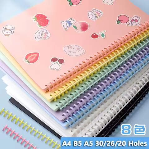 A4 B5 A5 30/26/20 Holes Loose-leaf Book Cover Colorful Notebook Cover PP Waterproof Notebook Skin DI