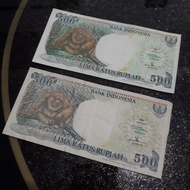 Uang Kertas Kuno 500 Rupiah Rp 500 Gambar Orang Utan Tahun 1992