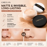 Bedak Tabur GMEELAN- Kawal Minyak & Tahan Lama, Loose Powder with Black Truffle & Zinc PCA untuk Kul