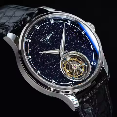 2023 Sugess Tourbillon Mens Watch Tianjin ST8230 Movement Blue Aventurine Stone Luxury Mechanical Ha