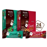 Dark Variety - Chocolate Pretzel 12 Bars & Mint Chocolate Chip 12 Bars, 12-13g Protein, Vegan, Glute