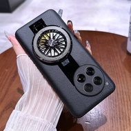 For OnePlus 12 13 11R 12R 13R Case Genuine Leather Fingerprint Magnetic Suction Gyroscope Bracket fo