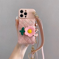 Pink Flower Crossbody Woven Wallet Phone Case For OPPO Reno 5 6 7 8 7Z 8Z 6Z 8T Realme 5 5i 6i 7i C1