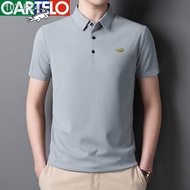 CARTELO/Cartier buaya musim panas lelaki baru wafel t-shirt lengan pendek lapel ais sutera baju POLO lelaki