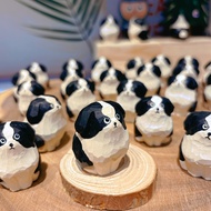Cute Border Shepherd Work Wood Carving Small Ornaments Gift Doll Border Shepherd Dog Desktop Ornamen