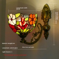 20cm Tiffany Creative Wall Lamp Mediterranean Stained Glass Wall Light Iron Base Romatic Wall Light