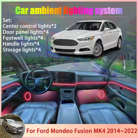 For Ford Mondeo Fusion MK4 MK5 MD CD391 2014~2022 2/18 in 1 Car Atmosphere Light Lamp RGB Shade Ense