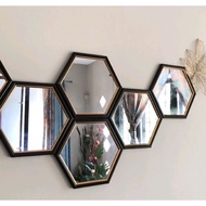 HOT SELLING 🔥  VIRAL CERMIN  HEXAGON MIRROR CERMIN HEXAGON WALL DECORATION CERMIN HIASAN DINDING NORDIC WALL DECO