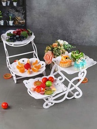 1個雙層塑料甜點展示架,水果下午茶蛋糕甜點服務托盤,適用於家庭婚禮假期生日茶會、派對用品
