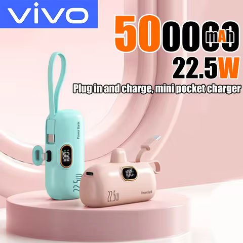 VIVO 500000mAh Portable Power Bank 2- in-1 Fast Charger Lightweight High capacity Pocket Power Bank 