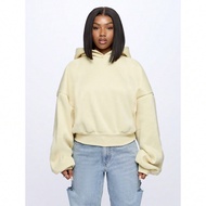 Oversized Cropped Hoodie Balloon Sleeve Winter Lounge Casual Athletic Workout Pullover Fall Cozy Ess