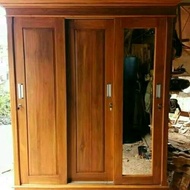 Lemari Pintu 3  Kayu Jati Pintu Sleding lemari pintu geser. lemari jati asli lemari pakaian pintu 3