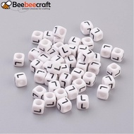 50gs White Letter L Acrylic Cube Beads Horizontal Hole Size: 6mm wide 6mm long 6mm high hole: 3.2mm 