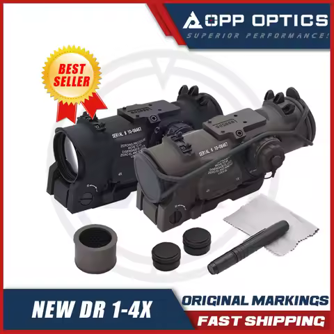 New 2026 DR 1-4x Fixed Dual FOV Red Illuminated Scope Complete Markings for Hunting BK/TAN