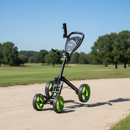 Great texture 4-Wheel Aluminum Golf Push Cart Lightweight Foldable Golf Trolley for Golf Course