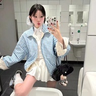 Oni.Shop_[READY FOR IMMEDIATE DELIVERY] KhakiJacket Wears 2 Sides Outstanding Green Checkered Stripe