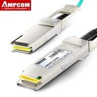AMPCOM สายออปติคอล QSFP28แอคทีฟ (AOC) LSZH รองรับสำหรับซิสโกมิโครติคฟอร์ติเน็ต Ubiquiti เน็ตเกียร์อา