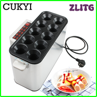 ZLITG 110V 220V 10หลุมไข่อบเครื่องทำไส้กรอกฮอทด็อกใช้ในเชิงพาณิชย์ไข่เจียวเครื่องม้วนไข่สามารถซักได้