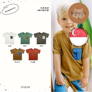 [SG STOCK] BOHOPANN Linen Pocket Tee (1Y 2Y 3Y 4Y 5-6Y 7-8Y 9-10Y) - Children