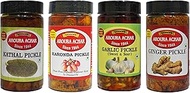 Aroura Achar Exclusive Pickle Combo (Kathal_Karonda_ Garlic_Ginger, 200g x 4)