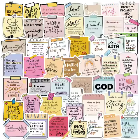 50pcs Bible Verse Scrapbook Stickers DIY Diary Laptop Luggage Skateboard Graffiti Decal Fun Stylish 