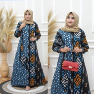 Gamis Batik Wanita / Gamis Batik Jumbo / Gamis Batik Kombinasi Polos