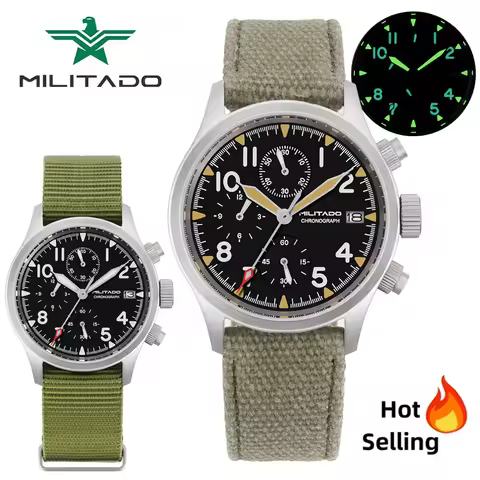 Militado ML1868KF Quartz Watch VK67 Chronograph Movement Stainless Steel Military Watches Sapphire 1