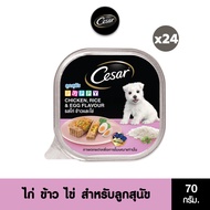 CESAR อาหารเปียกลูกสุนัข แบบถาด รสไก่ ข้าวและไข่ 100 ก. (24 แพ็ก )