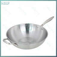 No cigarette non-stick pan 304 coating stainless steel wok non-coated fried pot induction furnace gas applicable