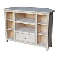 Solid Hardwood Unfinished Corner Entertainment Tv Stand Drawer 39x18x28 70.4 Lbs Transitional Rectan