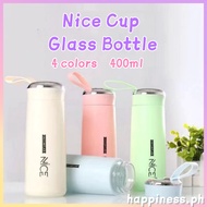 400ML Nice Cup Glass Bottle Tumbler Creative Leakproof Water Cup Double Layer Stainless Aqua Flask