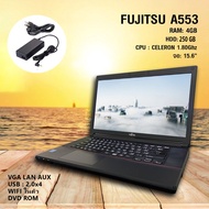 โน๊ตบุ๊คมือสอง Notebook Fujitsu intel celeron เล่นเน็ต ดูหนัง ฟังเพลง คาราโอเกะ ออฟฟิต (รับประกัน 3 เดือน)