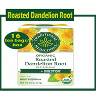 Traditional Medicinals Organic Roasted Dandelion Root Tea, Caffeine Free, 16 Wrapped Herbal Tea Bags