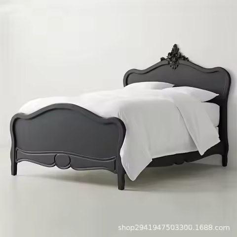 Solid wood oak bed European white engraved 1.5 princess bed bedroom fashion double bed