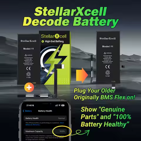 StellarXcell-Decode Battery for iPhone, Crack Battery, iPhone 11ProMax 12mini 13 14Pro 15plus