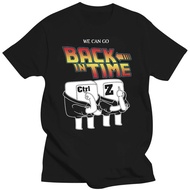 Men Crew Neck T Shirts Vintage Funny Computer Nerd Tech Back In Time Ctrl Z T-Shirt Programmer Devel
