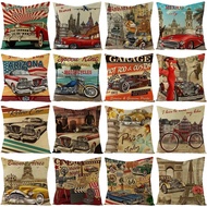 Premium linen pillow 45CM X 45CM cover sofa cushion cover vintage retro 45x45