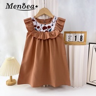 Menoea Baby Girl Flower Dress New Summer Fashion Flying Sleeves Clothing 3-7 Year Old Children's Cas