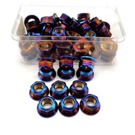 น็อตตัวเมีย เลสเมีย ลายเฟือง น๊อตตัวเมีย(จี้ลาย) สีไทเท เกลียวมิลM8=เบอร์12 /เกลียวมิลM10=เบอร์14 /เ