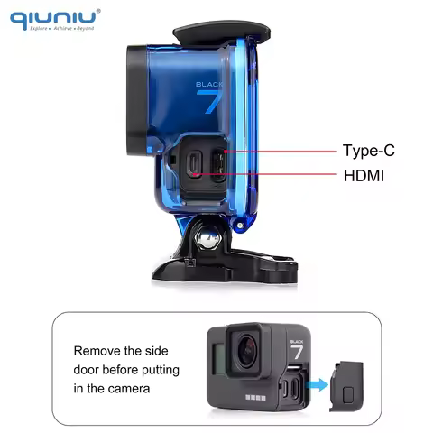 QIUNIU For GoPro Hero 7/6/5 Black Protective Skeleton Housing Shell Side Open Case Cover for Go Pro 