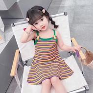 Drees For Girl Girls' Suspender Dress New Children's Striped Vest Skirt Children's Baby Summer Dress