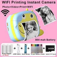 💯Kids Camera WIFI Instant Print Camera Thermal Printer Wireless WIFI Phone Printer 32GB Card 1080P HD Children Digital C